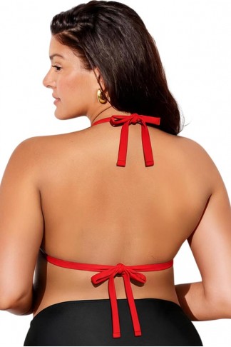 Κόκκινο Plus Size Τοπ Μαγιό Τριγωνάκι για Μεγάλο Στήθος Annamu A-1186