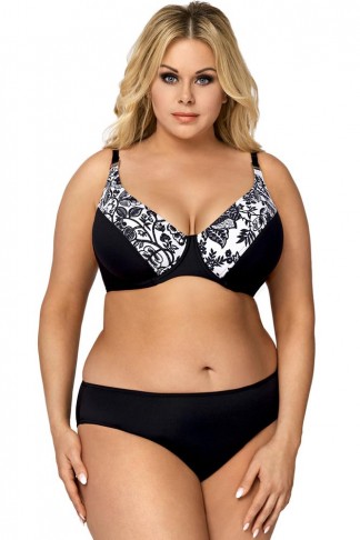 Plus Size Μαγιό Μπικίνι Lorin Μαύρο Λευκό L-3068