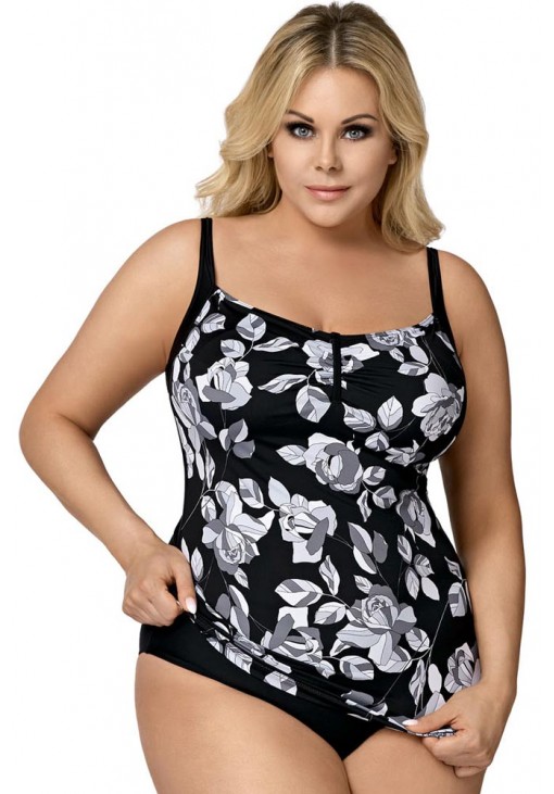 Plus Size Μαγιό Tankini Lorin Μαύρο Γκρι L-5124