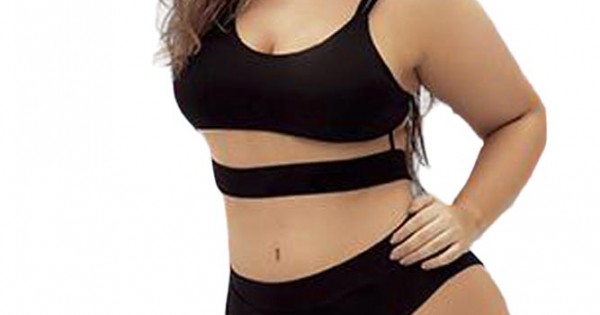 Mapale 8849X Curvy Size Havana Two Piece Set Plus Color Nude-Black