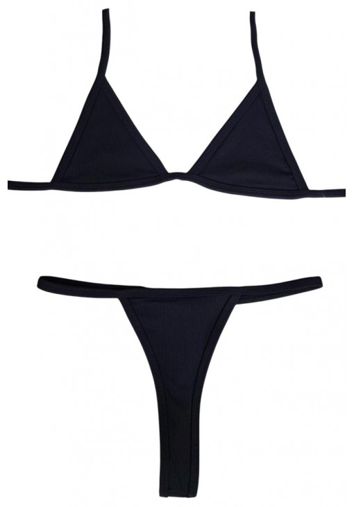 Μαύρο Ριπ Μπικίνι Τρίγωνο με String Σλιπ LadyM MA-01-Black