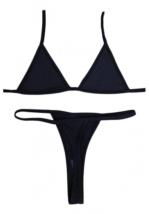 Μαύρο Ριπ Μπικίνι Τρίγωνο με String Σλιπ LadyM MA-01-Black