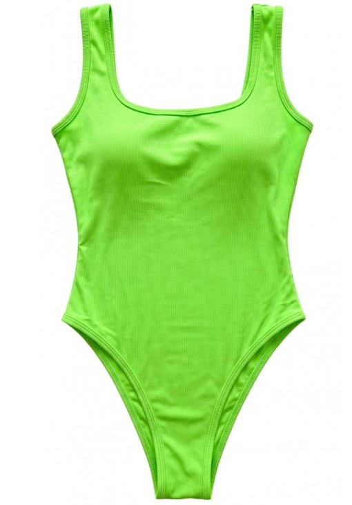 Ολόσωμο Neon Πράσινο Ριπ Μαγιό με Ανοιχτή Πλάτη LadyM MA-08