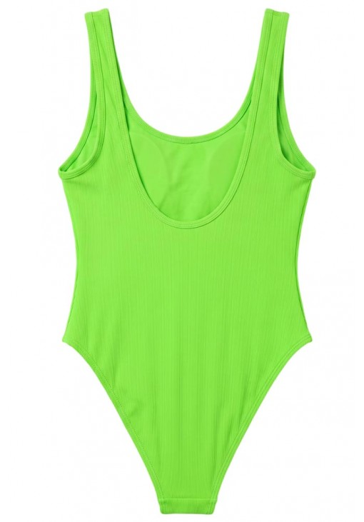 Ολόσωμο Neon Πράσινο Ριπ Μαγιό με Ανοιχτή Πλάτη LadyM MA-08