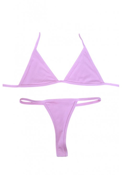 Ροζ Παστέλ Ριπ Μπικίνι Τρίγωνο με String Σλιπ LadyM MA-01-Pink