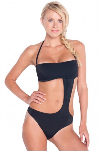 Γυναικείο Μαγιό Strapless Ολόσωμο RockClub Μαύρο BP-1171